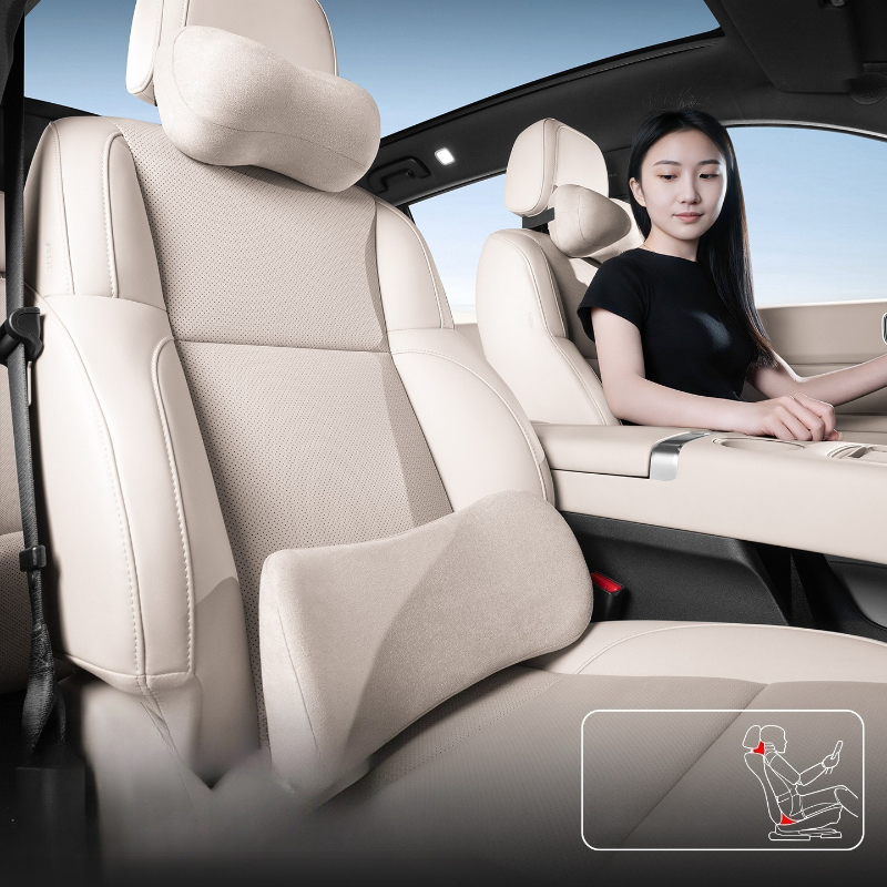 Memory Foam Car Neck Pillow Lumbar Support - Suede Car Neck Pillow Lumbar Support