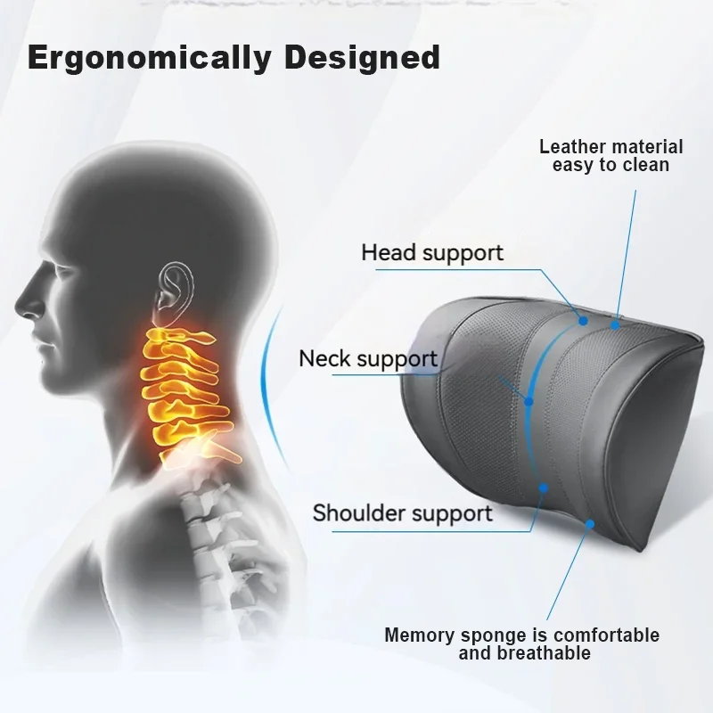 Leather Car Seat Headrest Cush - đánh giá và giá Memory Foam Car Neck Pillow Lumbar Support