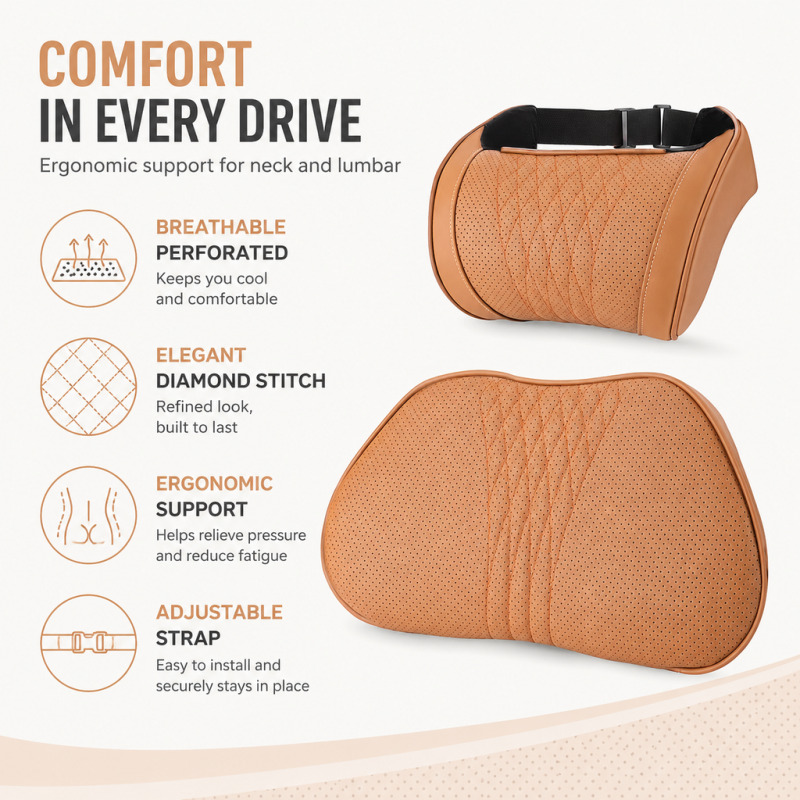 Car Headrest Neck Pillow Memor - đánh giá và giá Memory Foam Car Neck Pillow Lumbar Support