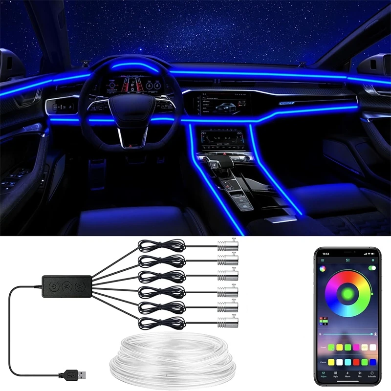 Flexible EL Wire Lights With A - đánh giá và giá Led Ambient Interior Car Lights App Control
