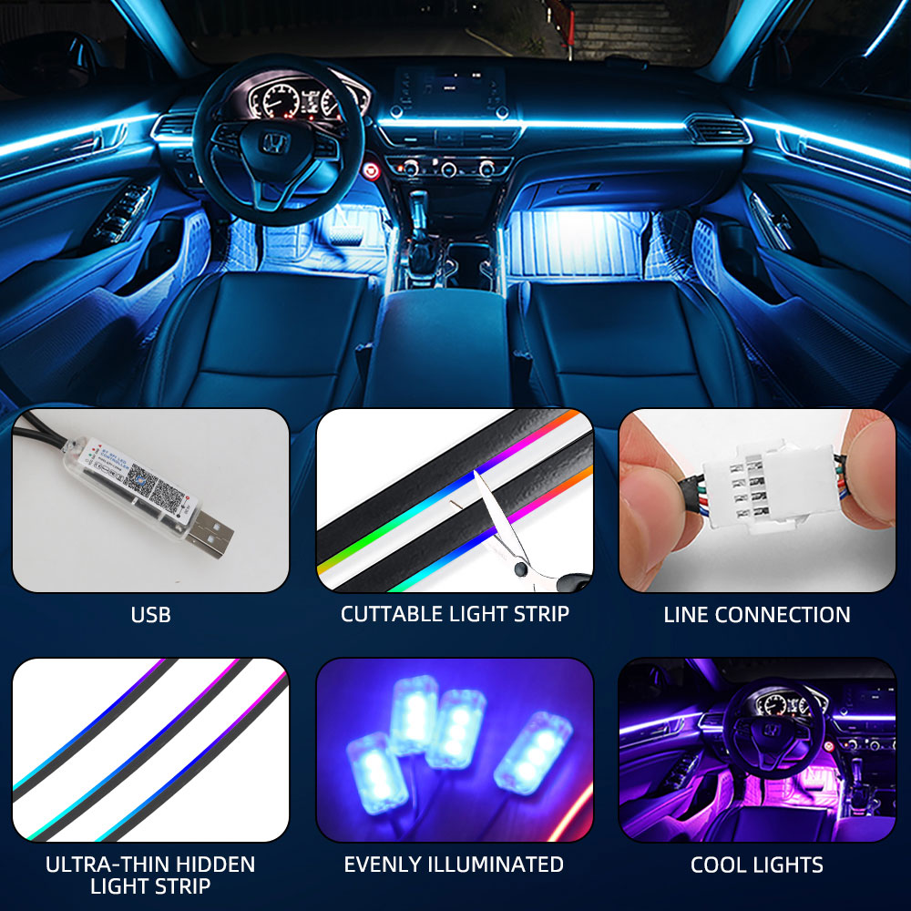 Universal Symphony Car Ambient - đánh giá và giá Led Ambient Interior Car Lights App Control