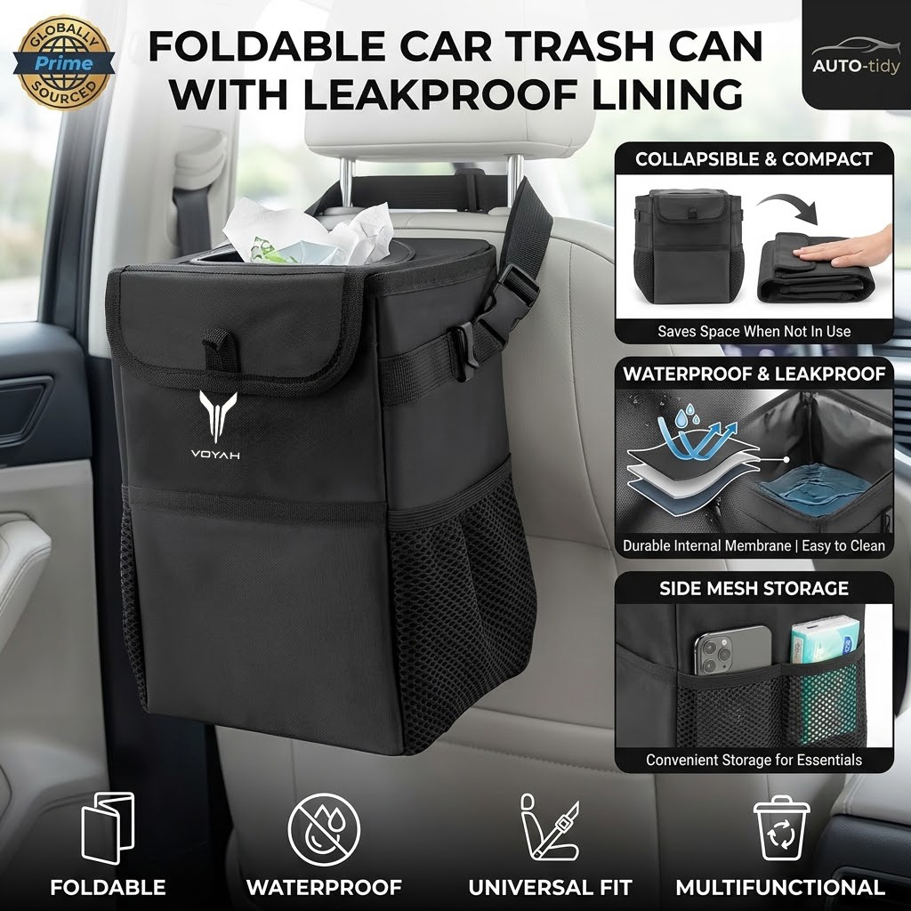 Foldable portable leak-proof w - đánh giá và giá Waterproof Car Trash Can With Lid