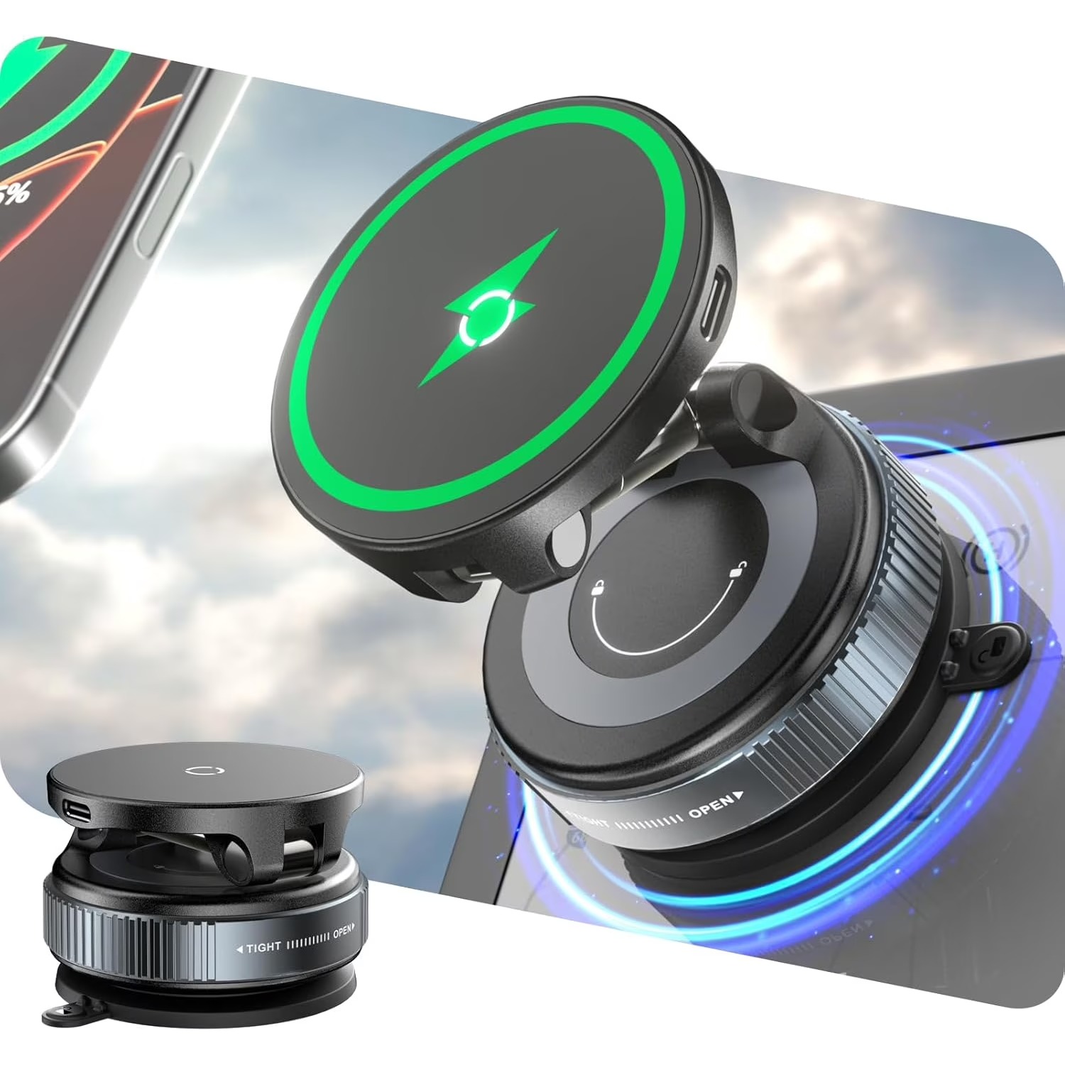 15W Wireless Fast Charger Car  - đánh giá và giá Wireless Car Charger Mount Fast Charging